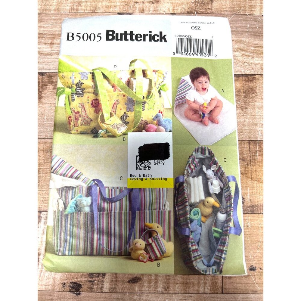 Butterick B5005 Diaper Bag & Accessories Sewing Pattern Uncut